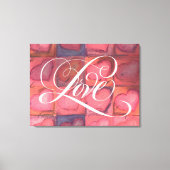 Geblüht Kalligrafie Buchstaben Liebe Rosa Herzen Leinwanddruck (Vorderseite)