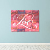 Geblüht Kalligrafie Buchstaben Liebe Rosa Herzen Leinwanddruck (Insitu (Holzboden))