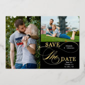 Geblüht Kalligrafie Typografie 2 Foto Folieneinladung (Vorderseite)