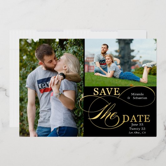 Geblüht Kalligrafie Typografie 2 Foto Folieneinladung (Briefumschlag)