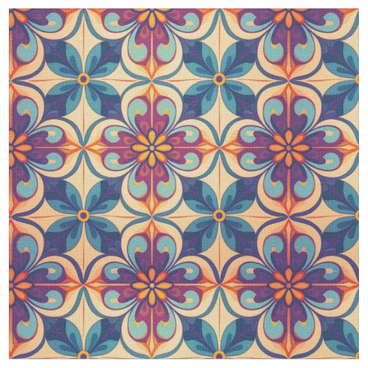 Geblüht Talavera Stil Fliesen Inspiration Stoff (Nahaufnahme)