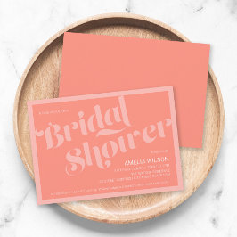 Geblüht Typografie Korallenlachs Brautparty Einladung