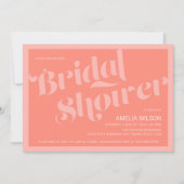 Geblüht Typografie Korallenlachs Brautparty Einladung (Vorderseite)