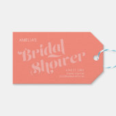 Geblüht Typografie Lachs Korallenfleisch Brautpart Geschenkanhänger (Vorderseite (Horizontal))