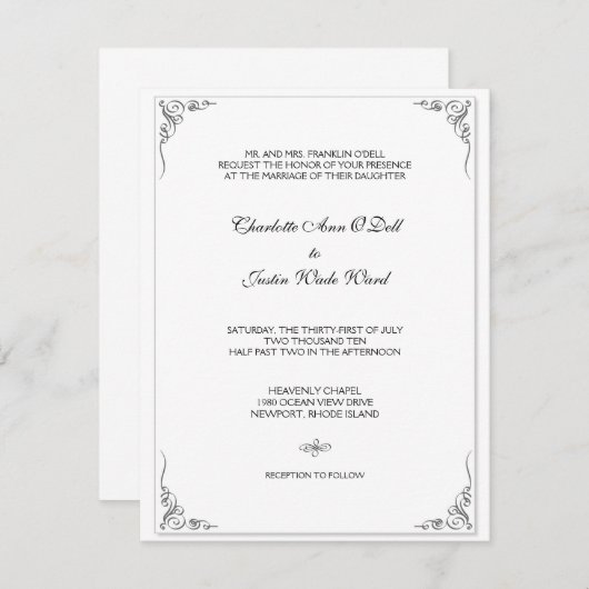 geblüht weiß;Hochzeit Einladung (Vorne/Hinten)