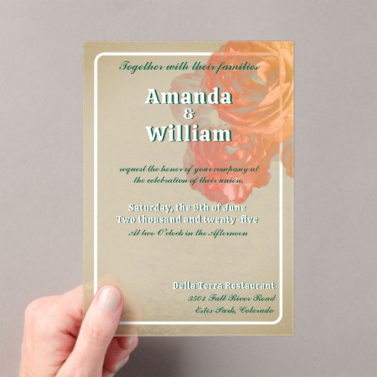 Geblüht zeitlose romantische Hochzeit Acryleinladungen (Insitu (Handheld))