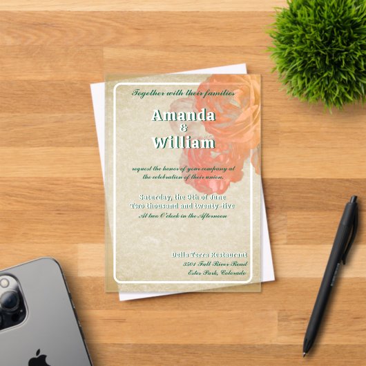 Geblüht zeitlose romantische Hochzeit Acryleinladungen (Insitu (Einladungskarte))