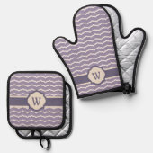 Geblüht Zigzag Ofenhandschuh & Topflappen-Set (Vorderseite/Rückseite)
