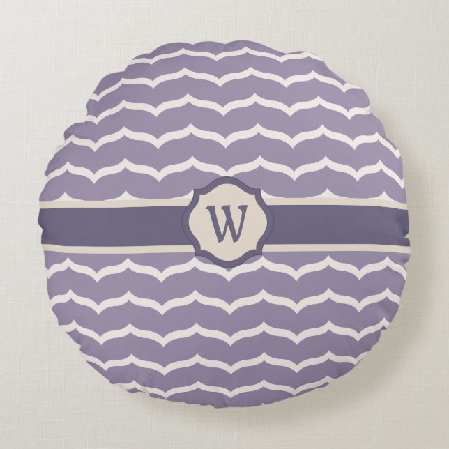 Geblüht Zigzag Rundkissen Rundes Kissen (Vorderseite)