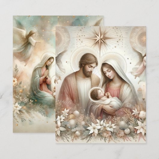 Geblümte Blumendüster Krippe Cardstock Einladung (Vorne/Hinten)