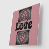 Geblümte Herzen Quadratische Wanduhr (Winkel)