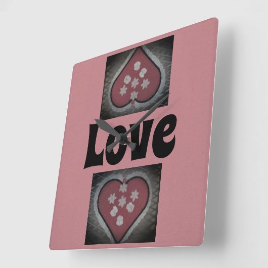 Geblümte Herzen Quadratische Wanduhr (Winkel)