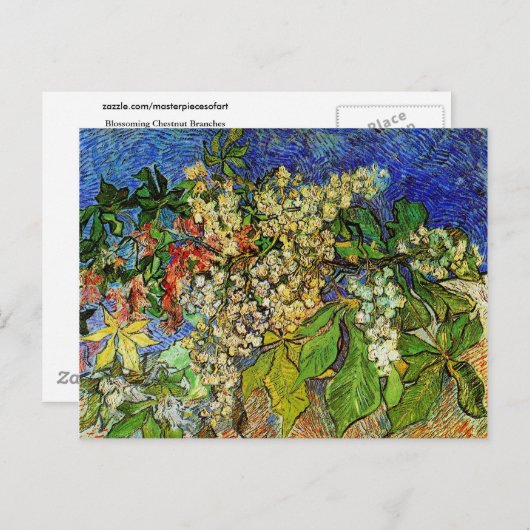 Geblümte Kastanienzweige Van Gogh Kunstkunst Postkarte (Vorne/Hinten)
