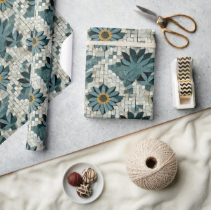 Geblümtes Steinmosaik Geschenkpapier