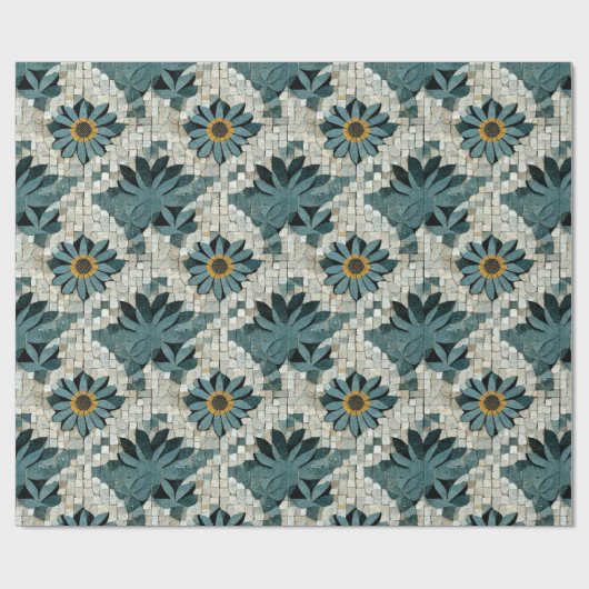 Geblümtes Steinmosaik Geschenkpapier (Flach)