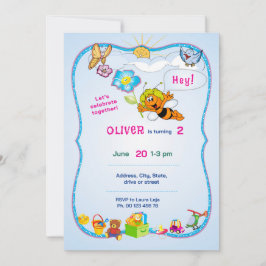Geblümtes Thema Einladung. Kinderparty. Einladung