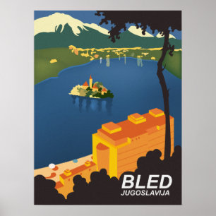Geblutet, Jugoslawien, Vintage Reise Poster