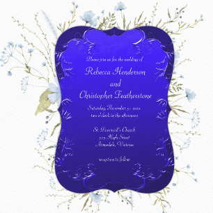 Gebogene Blaue Eleganz Vintage-Hochzeit Einladung