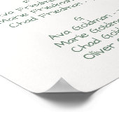 Gebogene Branchengärtnerei Alphabetische Sitzkarte Poster (Ecke)