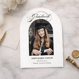 Gebogene Foto- und Schrift-Graduierungsanzeige Einladung