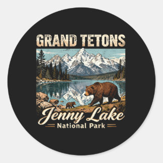 Gebogene Grand Tetons Jenny Lake Nationalpark Bär Runder Aufkleber