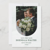 Gebogene Grünpflanzen Weiße Rose Foto Hochzeit Einladung (Vorderseite)