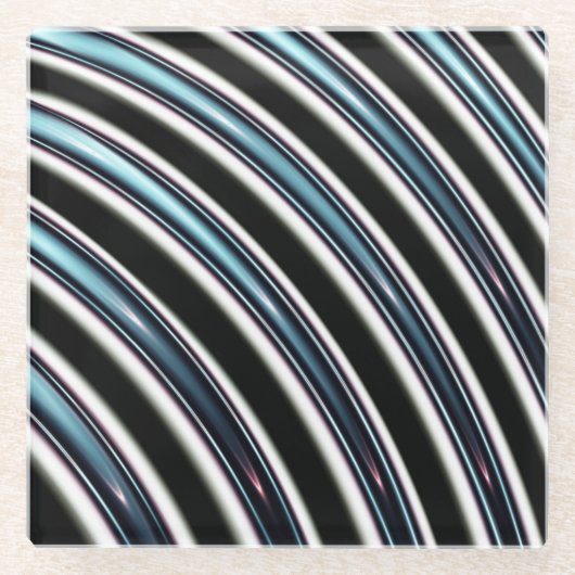 Gebogene Linien nah oben von einem Fraktal Glasuntersetzer (Vorderseite)