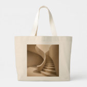 Gebogene Treppe Minimalist Beige Tragetasche (Rückseite)