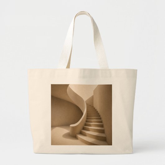 Gebogene Treppe Minimalist Beige Tragetasche (Vorne)