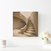 Gebogene Treppe Minimalistischer Beiger Wanduhr (Zuhause)