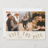 Gebogene Typografie Multi-Foto Creme Save The Date (Vorderseite)