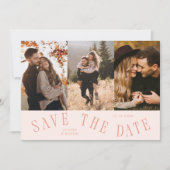 Gebogene Typografie Multi-Foto Pfirsich Save The Date (Vorderseite)