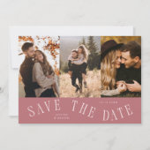 Gebogene Typografie Multi-Foto Rosa Save The Date (Vorderseite)