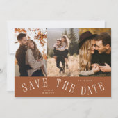Gebogene Typografie Multi-Foto Terrakotta Save The Date (Vorderseite)