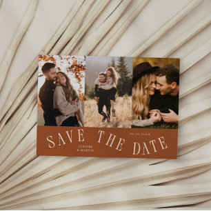 Gebogene Typografie Multi-Foto Terrakotta Save The Date