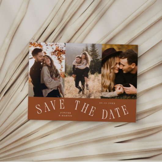 Gebogene Typografie Multi-Foto Terrakotta Save The Date