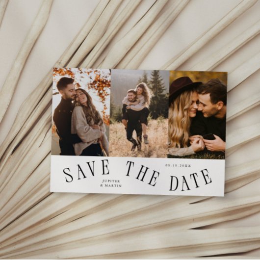 Gebogene Typografie Multi-Foto Weiß Save The Date