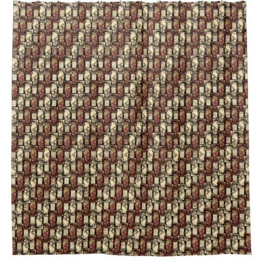 Gebogene und gebeizte rechteckige, goldbraune Stüc Duschvorhang (Vorderseite)