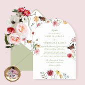 Gebogene Wildblumen-Hochzeit Einladung