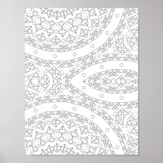 Gebogenes geometrisches Muster Malvorlage Kunst Poster (Vorne)