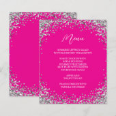 Gebogenes silbernes Glitter Hot Pink Menü (Vorne/Hinten)