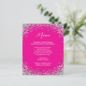 Gebogenes silbernes Glitter Hot Pink Menü (Stehend Vorderseite)