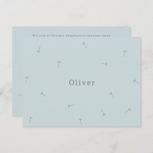 Geboortekaartje Baby Neutraal Lijntekening Bloemen Postkarte (Vorne/Hinten)