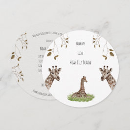 Geboortekaartje (rond) - Giraf Einladung