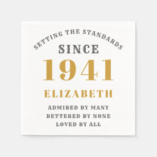 Geboren 1941 80. Geburtstag Vollwertiges Goldgrau Serviette