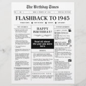 Geboren 1945 Schwarz-Weiß-Mock-Zeitung (Vorderseite)