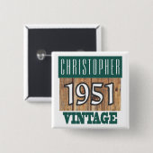 Geboren 1951, Personalisiertes Jahr der Geburt Button (Vorne & Hinten)