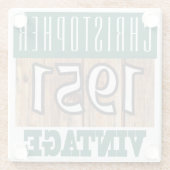 Geboren 1951 Vintag Glasuntersetzer (Rückseite)