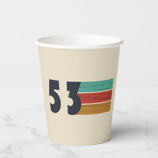 geboren 1953 Vintager Geburtstag Pappbecher (Rückseite)