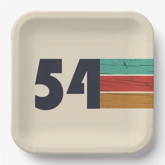 geboren 1954 Vintager Geburtstag Pappteller (Vorderseite)